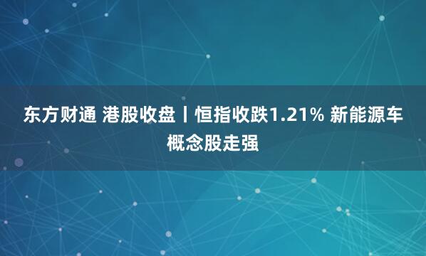 东方财通 港股收盘丨恒指收跌1.21% 新能源车概念股走强